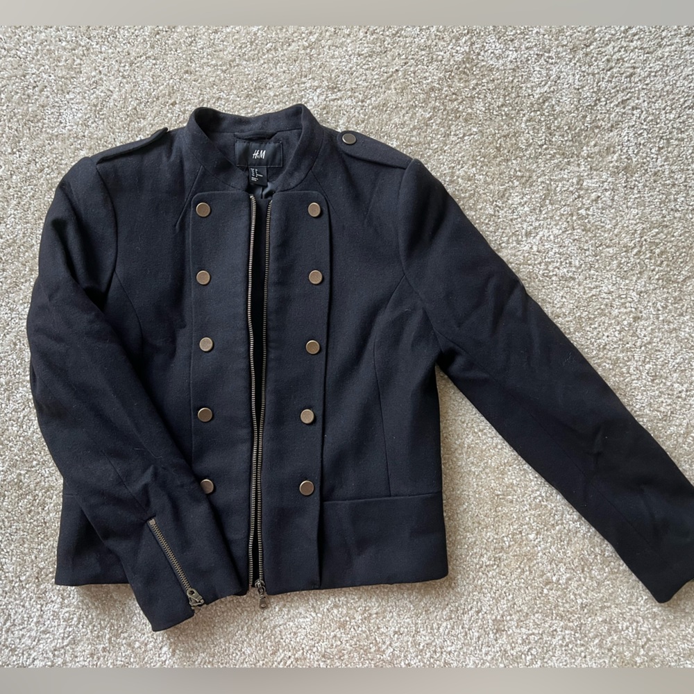 H&M Wool Blend Crop Blazer Jacket